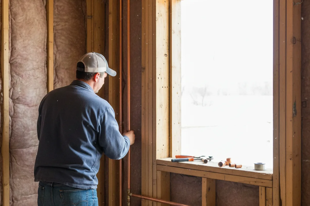 Licensed plumber running new copper supply lines in a Homeland home