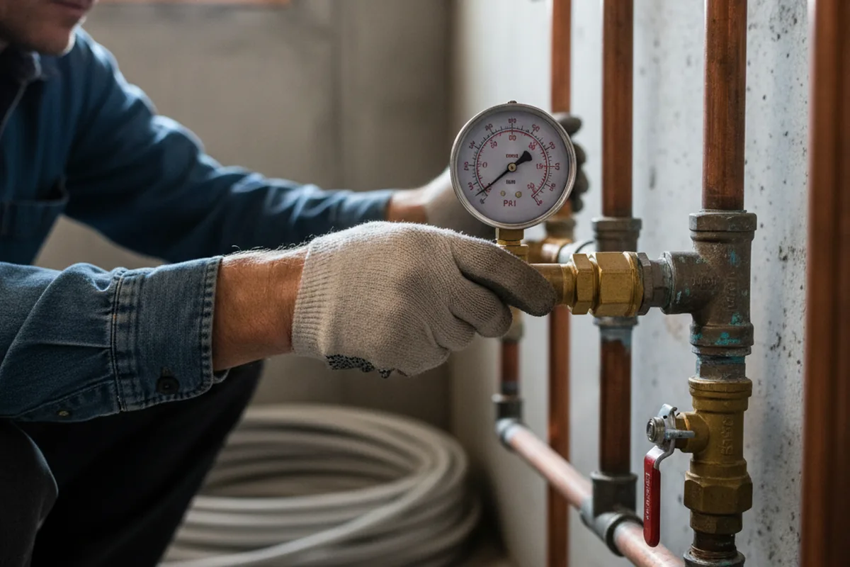 Pressure testing a repaired line during Water Line Repair in Homeland